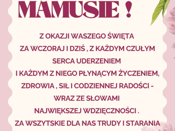 Najserdeczniejsze życzenia z okazji Dnia Mamy